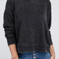 French Terry Acid Wash Boat Neck Pullover