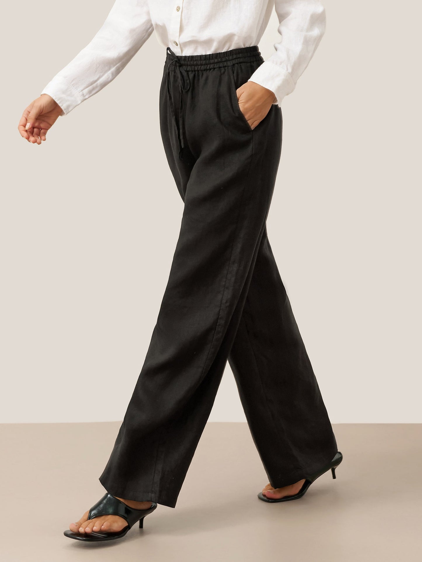 100% Linen Straight Leg Drawstring Pants – Lyon