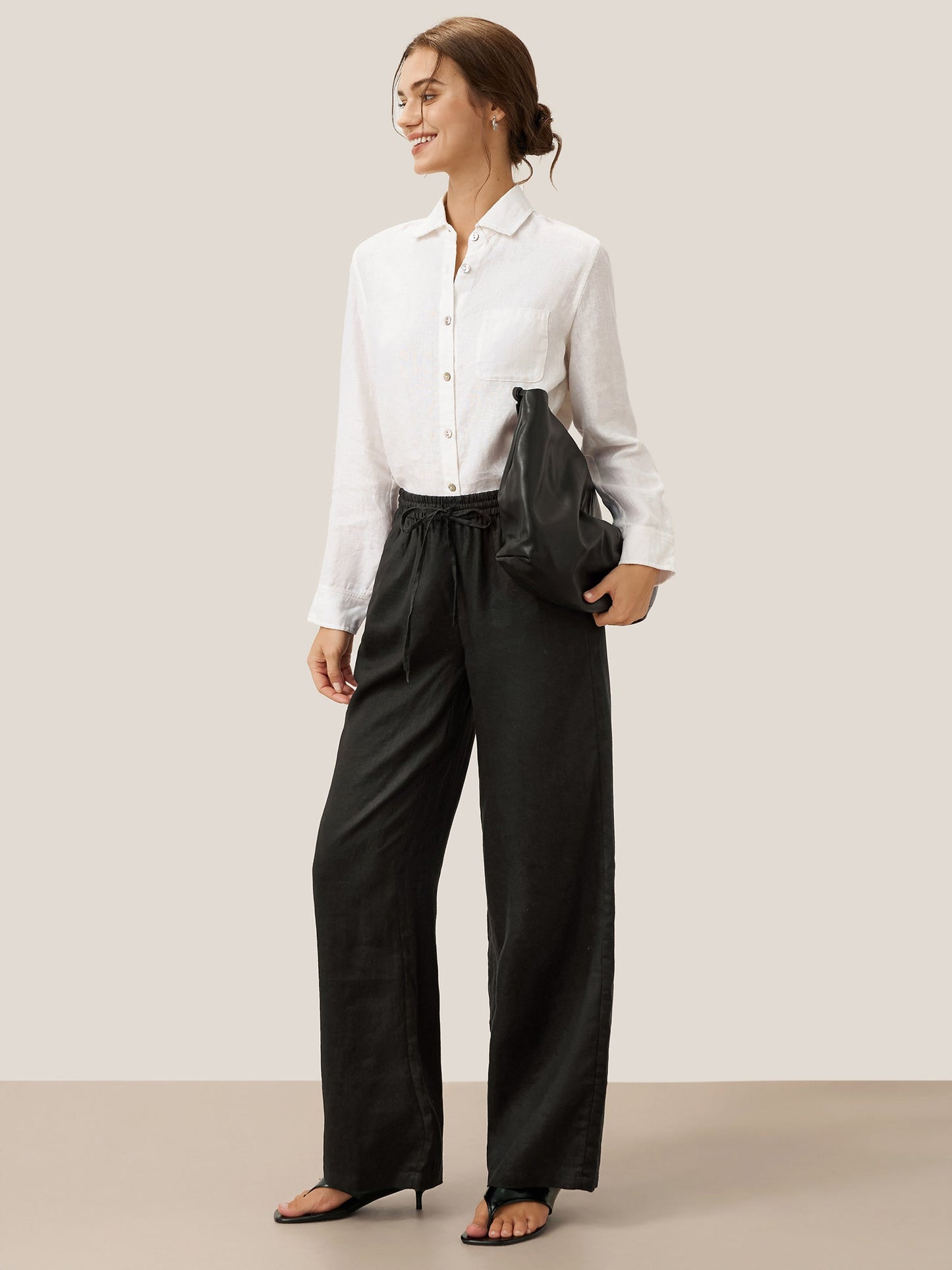 100% Linen Straight Leg Drawstring Pants – Lyon