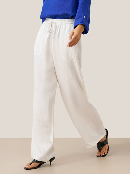 100% Linen Straight Leg Drawstring Pants – Lyon