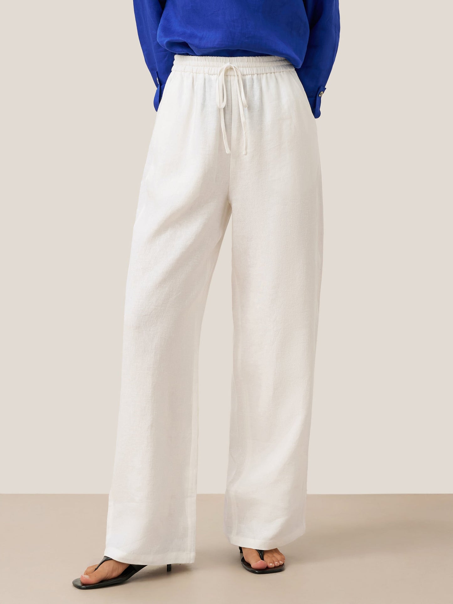 100% Linen Straight Leg Drawstring Pants – Lyon