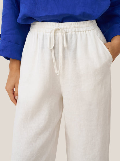 100% Linen Straight Leg Drawstring Pants – Lyon