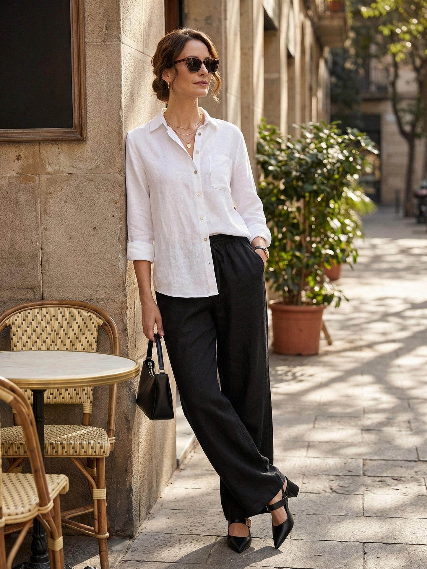 100% Linen Straight Leg Drawstring Pants – Lyon