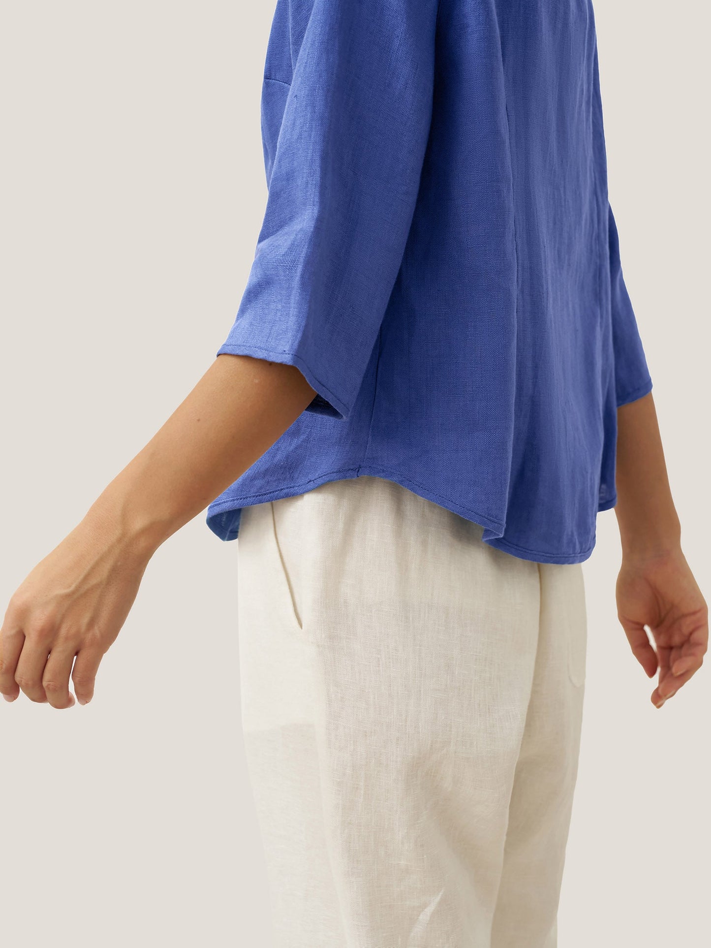100% Linen Mandarin Collar Button Jacket – Amelia