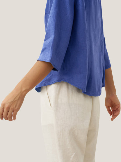 100% Linen Mandarin Collar Button Jacket – Amelia