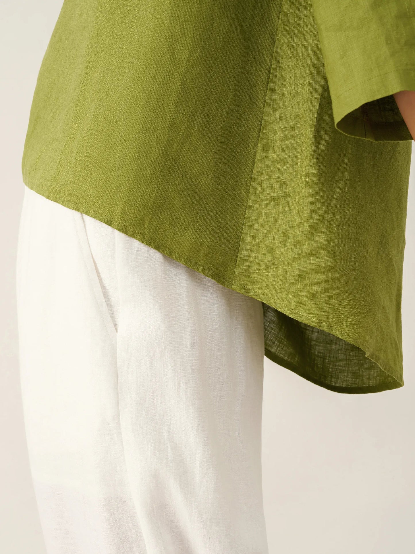 100% Linen Asymmetrical Hem Round Neck Top – Brianna
