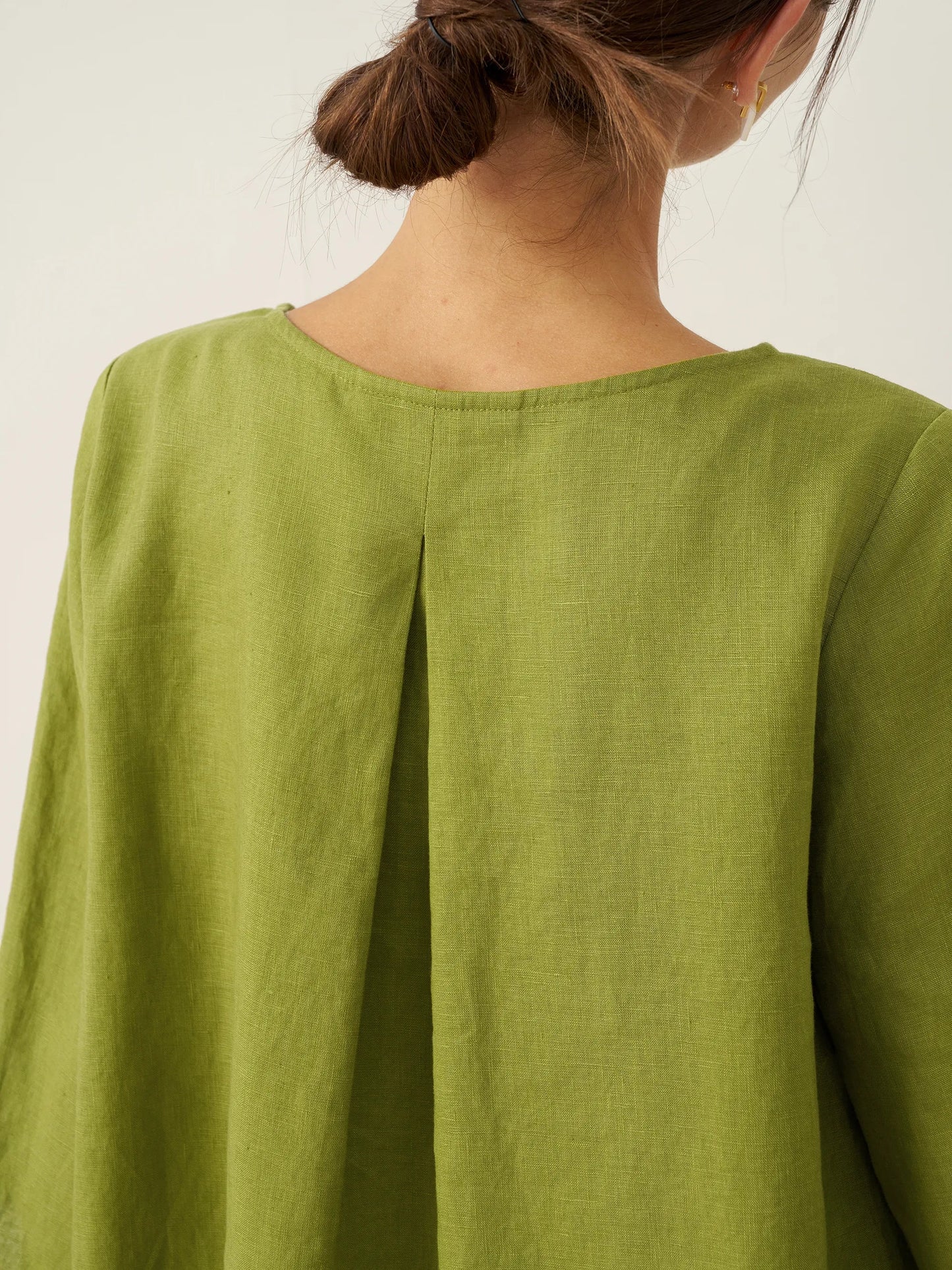 100% Linen Asymmetrical Hem Round Neck Top – Brianna