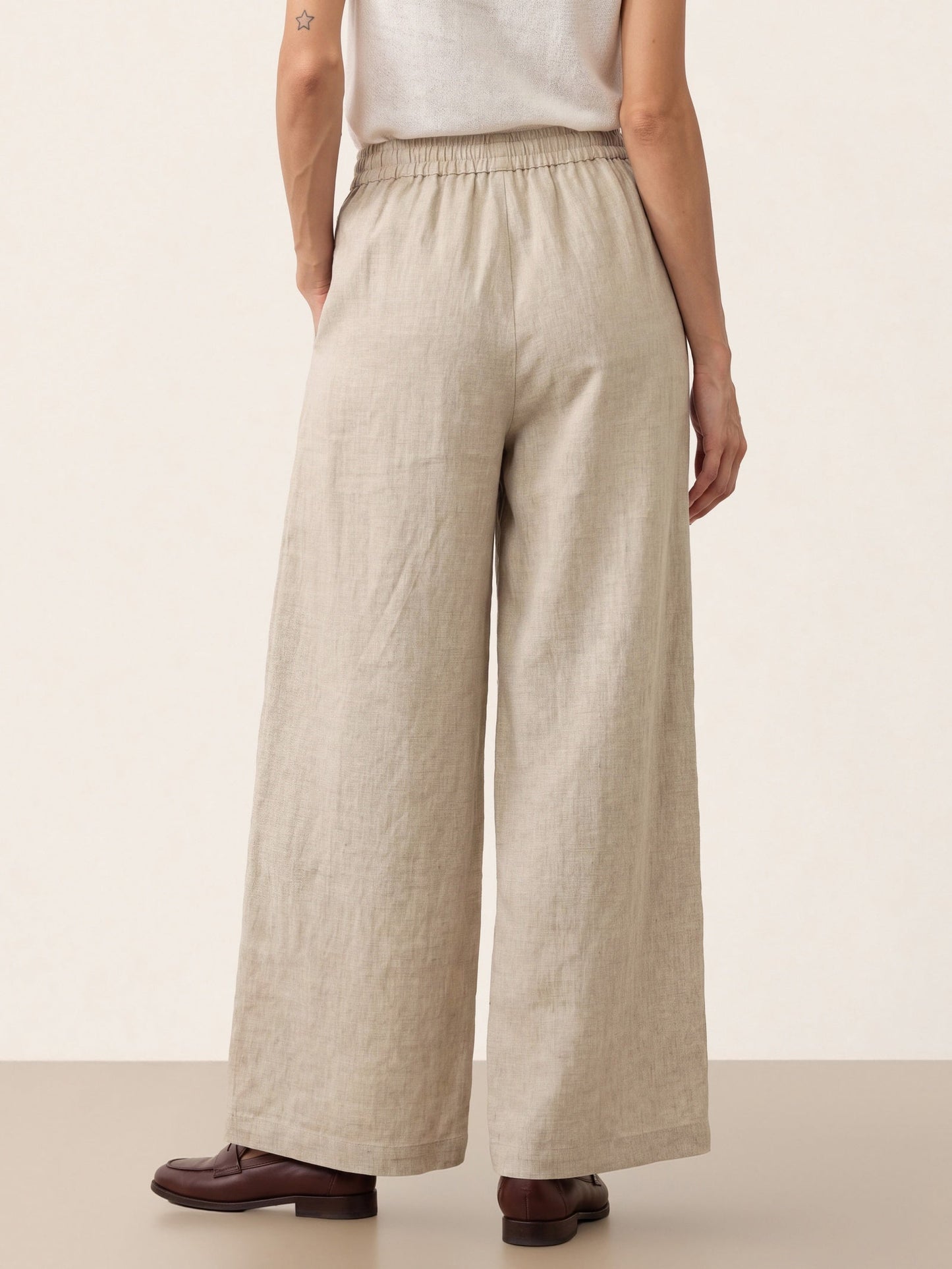 100% Linen Wide Leg Pleated Waist Pants – Louisa