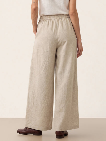 100% Linen Wide Leg Pleated Waist Pants – Louisa