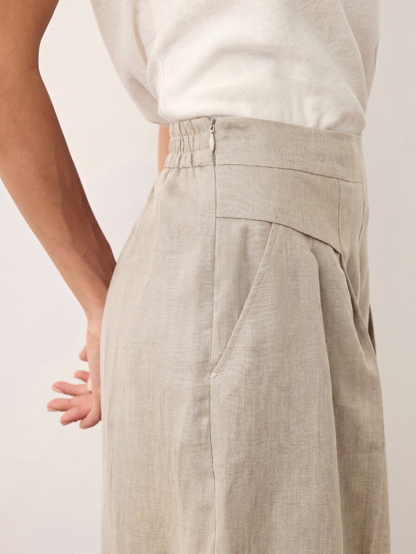 100% Linen Wide Leg Pleated Waist Pants – Louisa