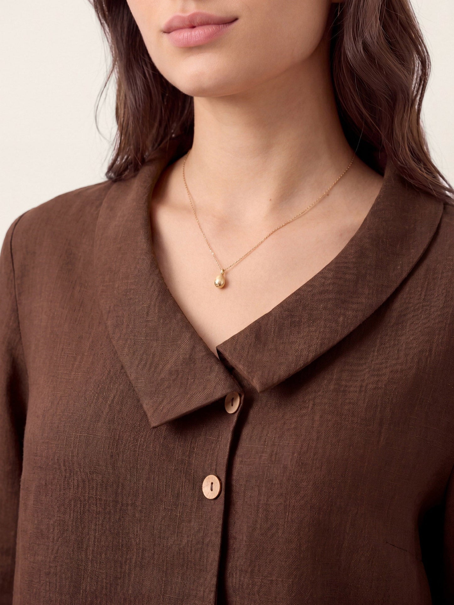 100% Linen Asymmetric Collar Inverted Pleat Top – Ottilie
