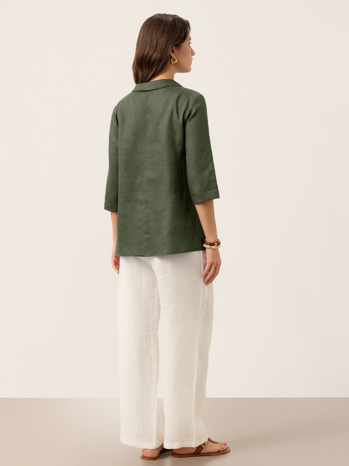 100% Linen Asymmetric Collar Inverted Pleat Top – Ottilie