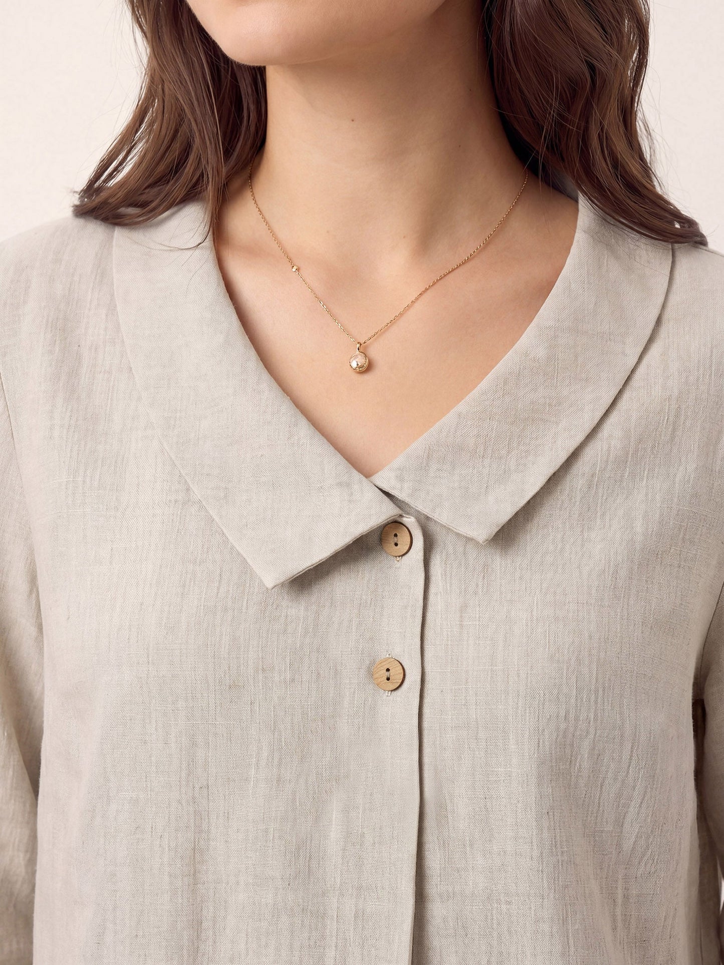 100% Linen Asymmetric Collar Inverted Pleat Top – Ottilie