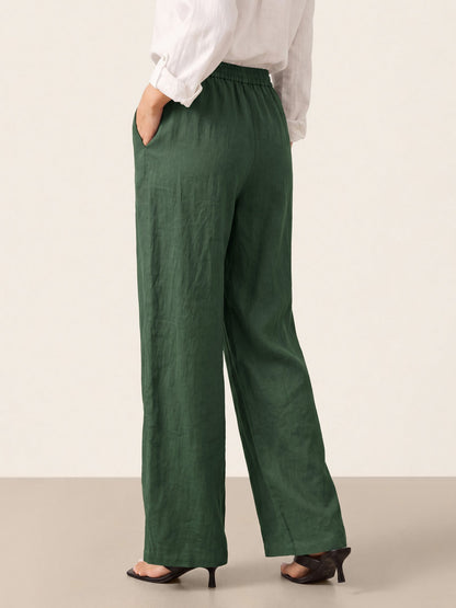 100% Linen Straight Leg Drawstring Pants – Lyon
