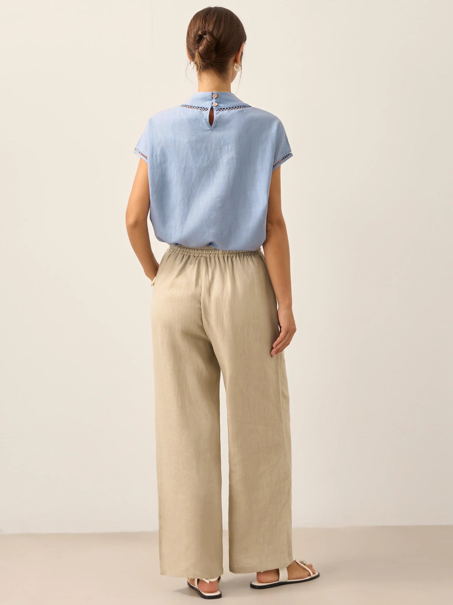 100% Linen Straight Leg Drawstring Pants – Lyon