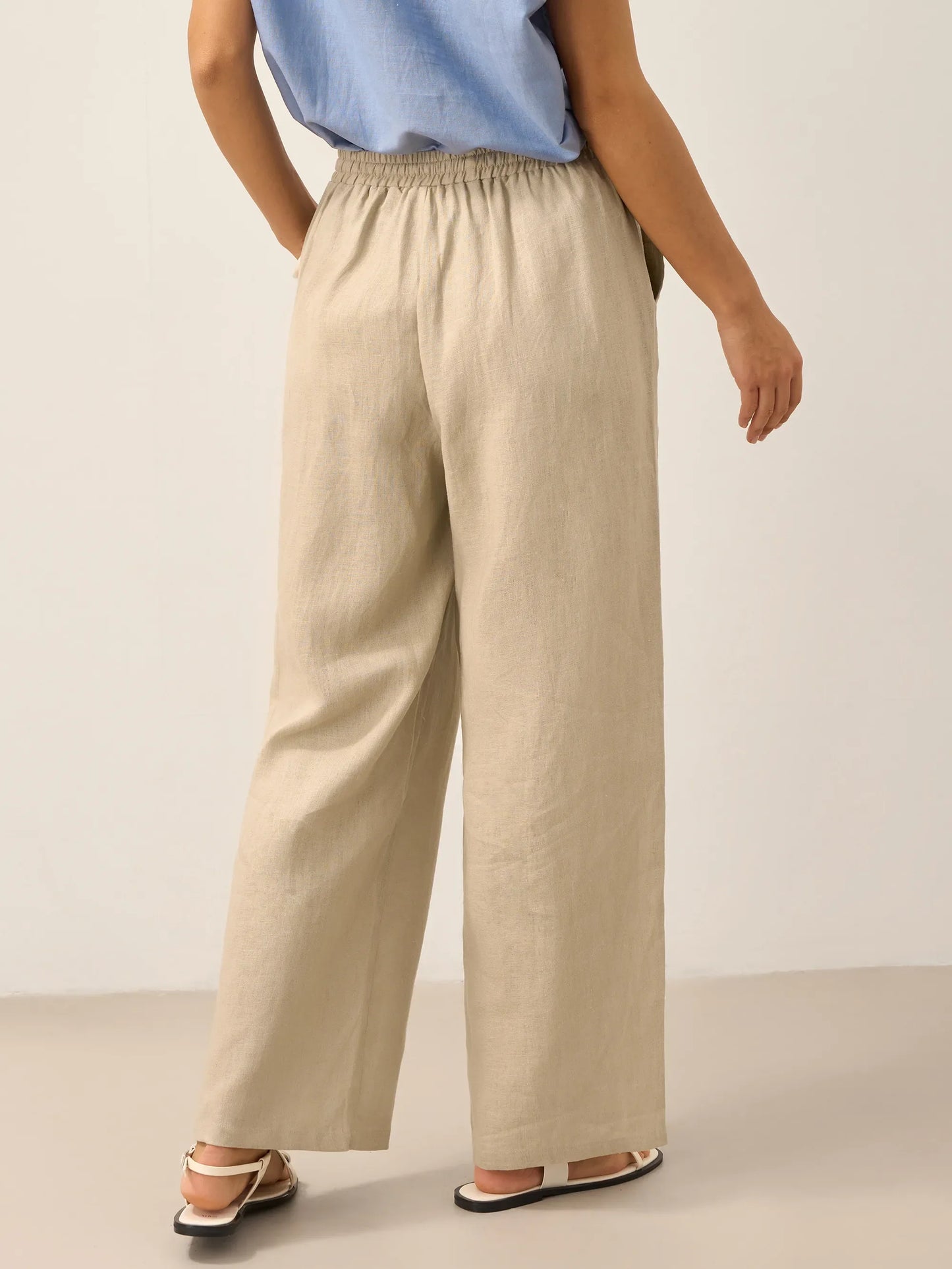 100% Linen Straight Leg Drawstring Pants – Lyon