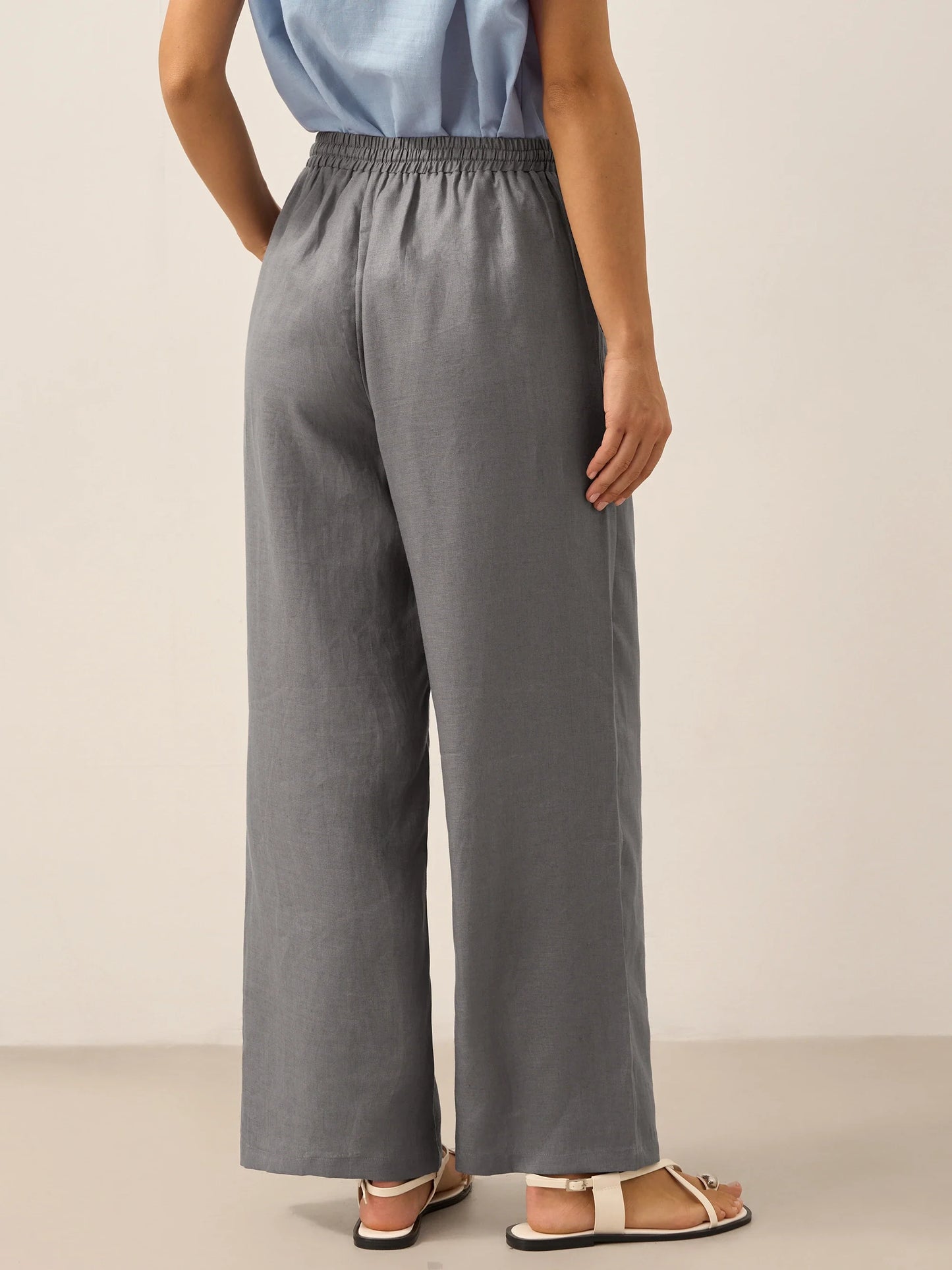 100% Linen Straight Leg Drawstring Pants – Lyon
