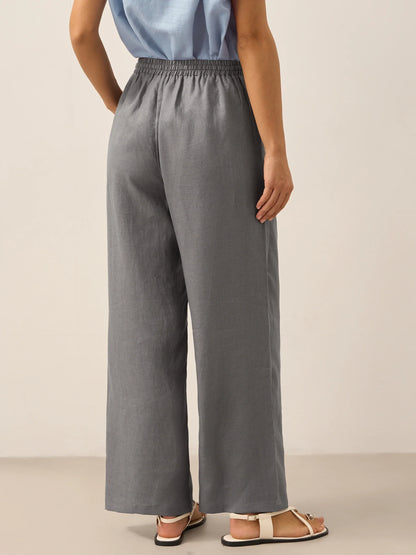 100% Linen Straight Leg Drawstring Pants – Lyon