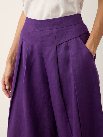 100% Linen Wide Leg Pleated Waist Pants – Louisa