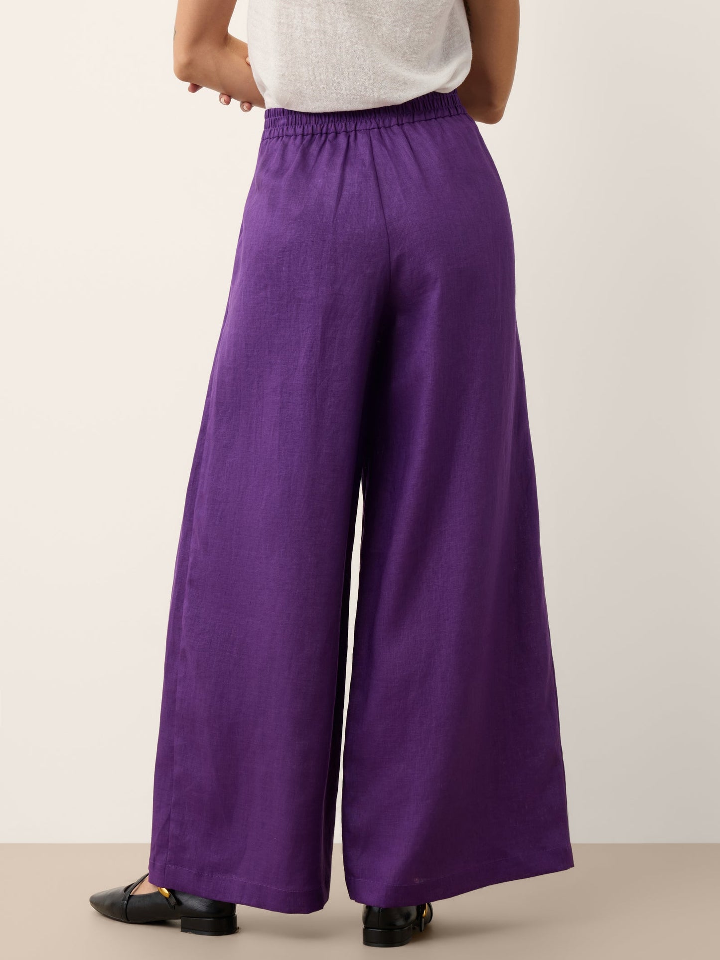 100% Linen Wide Leg Pleated Waist Pants – Louisa