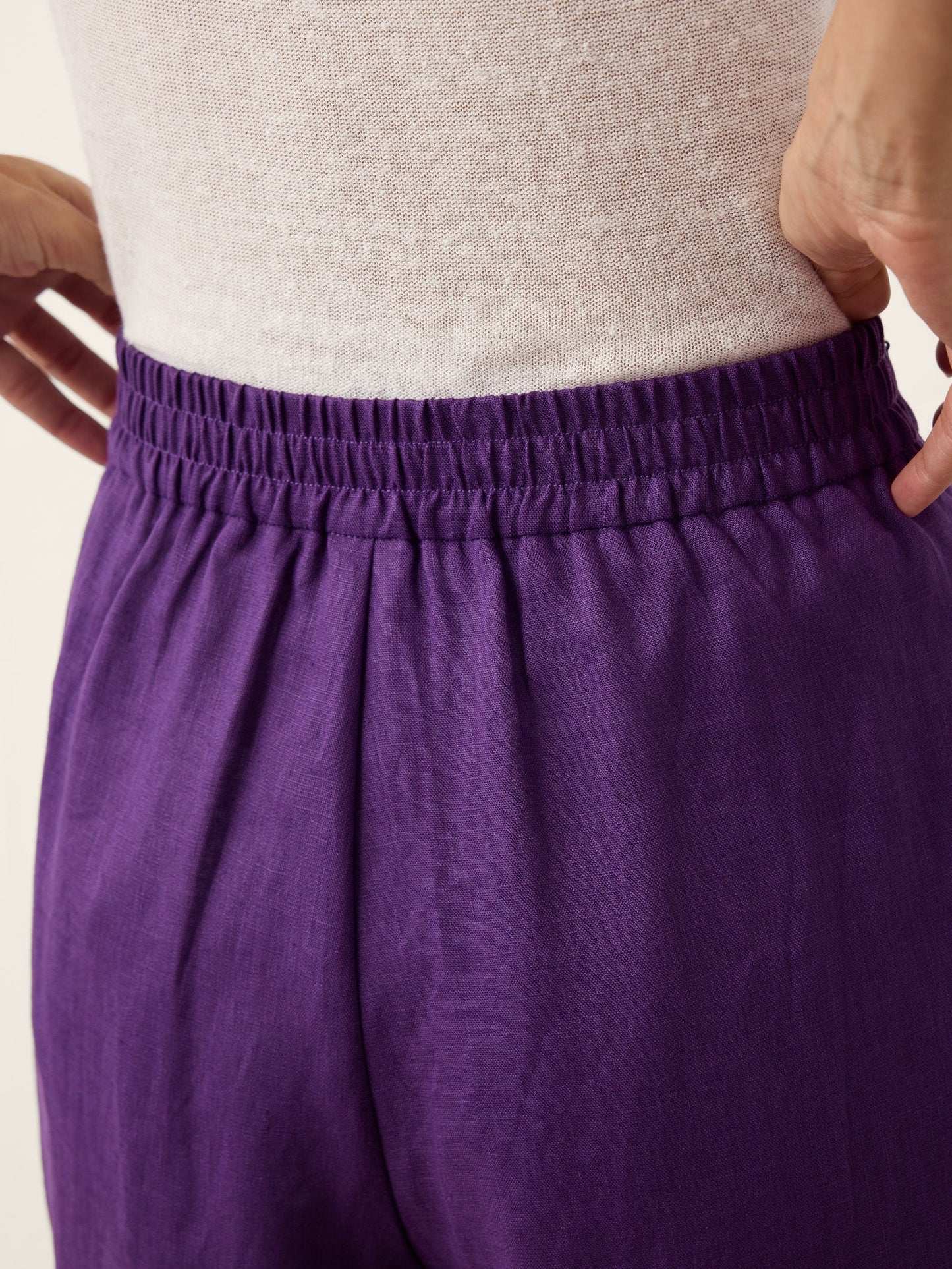 100% Linen Wide Leg Pleated Waist Pants – Louisa