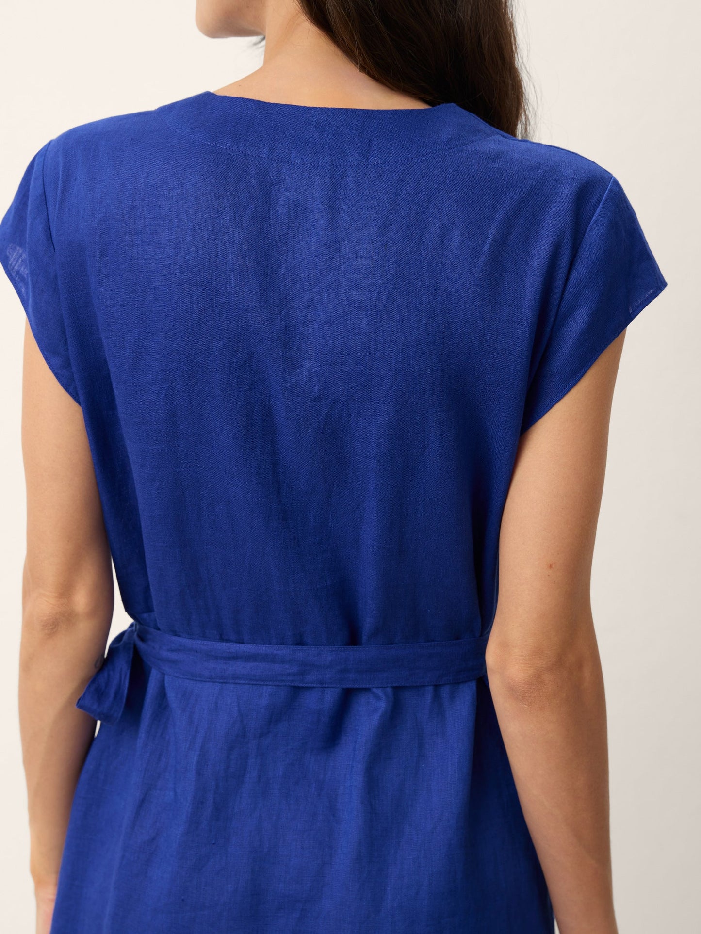 100% Linen Wrap Tie Waist A-Line Midi Dress – Kerstin