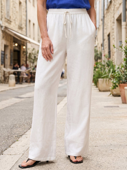 100% Linen Straight Leg Drawstring Pants – Lyon