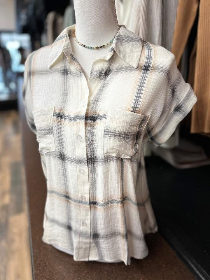 Plaid Button Down - White Multi