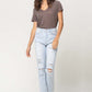 Super High Rise Distressed Crop Straight Jeans