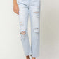 Super High Rise Distressed Crop Straight Jeans