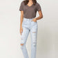 Super High Rise Distressed Crop Straight Jeans