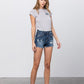 MID-RISE PREMIUM DISTRESSED SHORTS