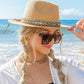 Boho Accent Straw Panama Fedora Hat