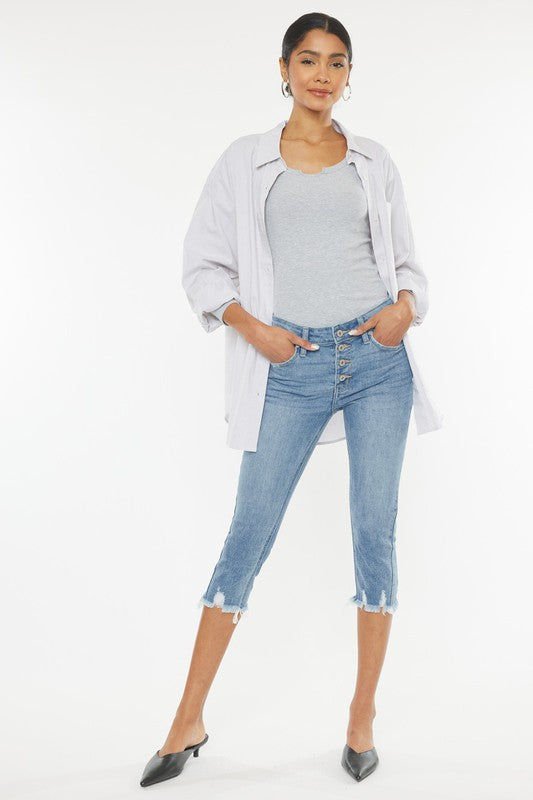 Mid Rise Capri Jean Pants