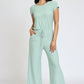 Spring Short Sleeve Jumpsuit W/Pocket