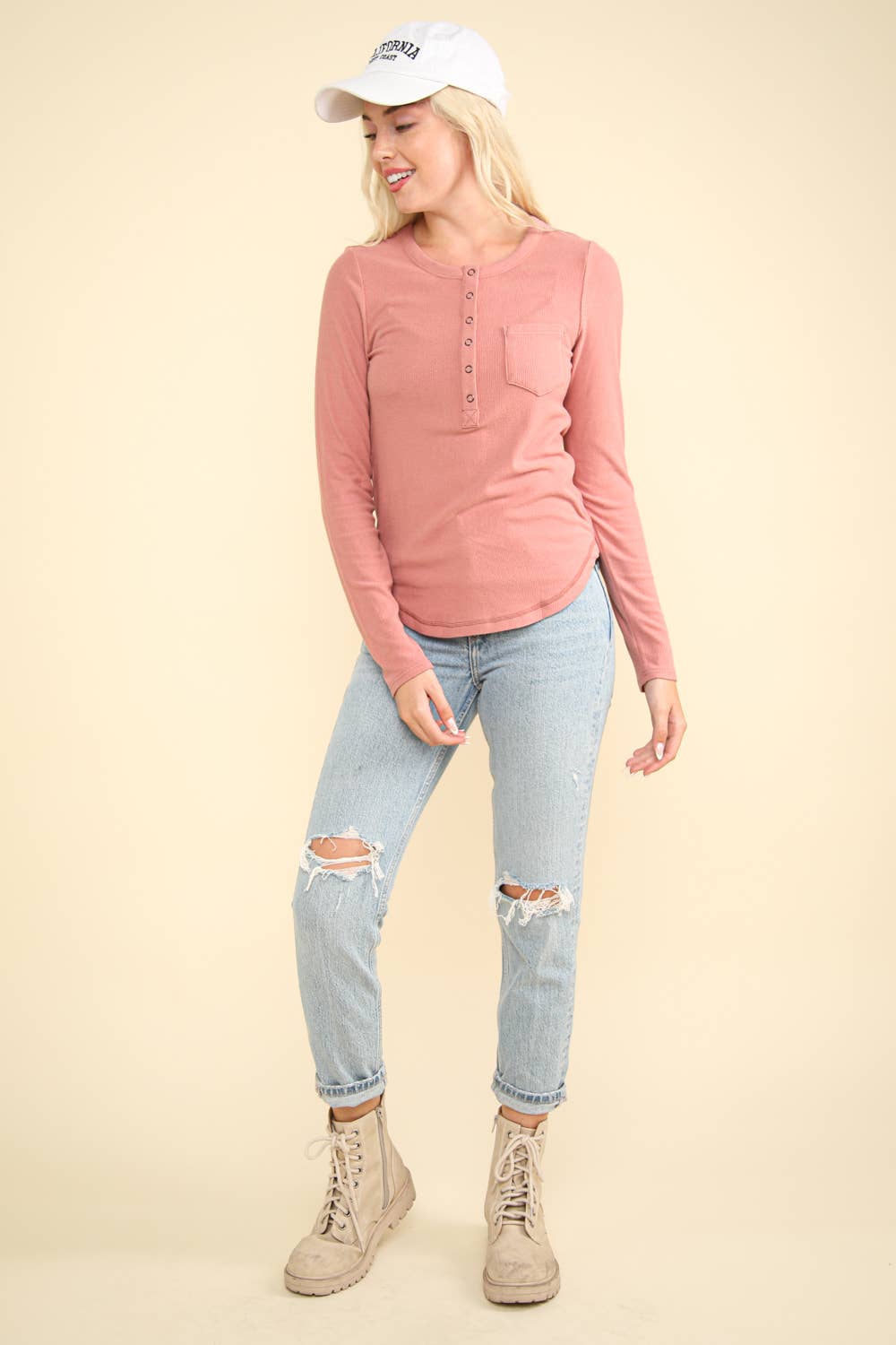 NT10047-Soft brushed solid knit casual top