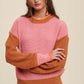 Color Block Ribbed Knit Sweater