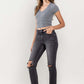 High Rise Stretch Distressed Crop Slim Straight