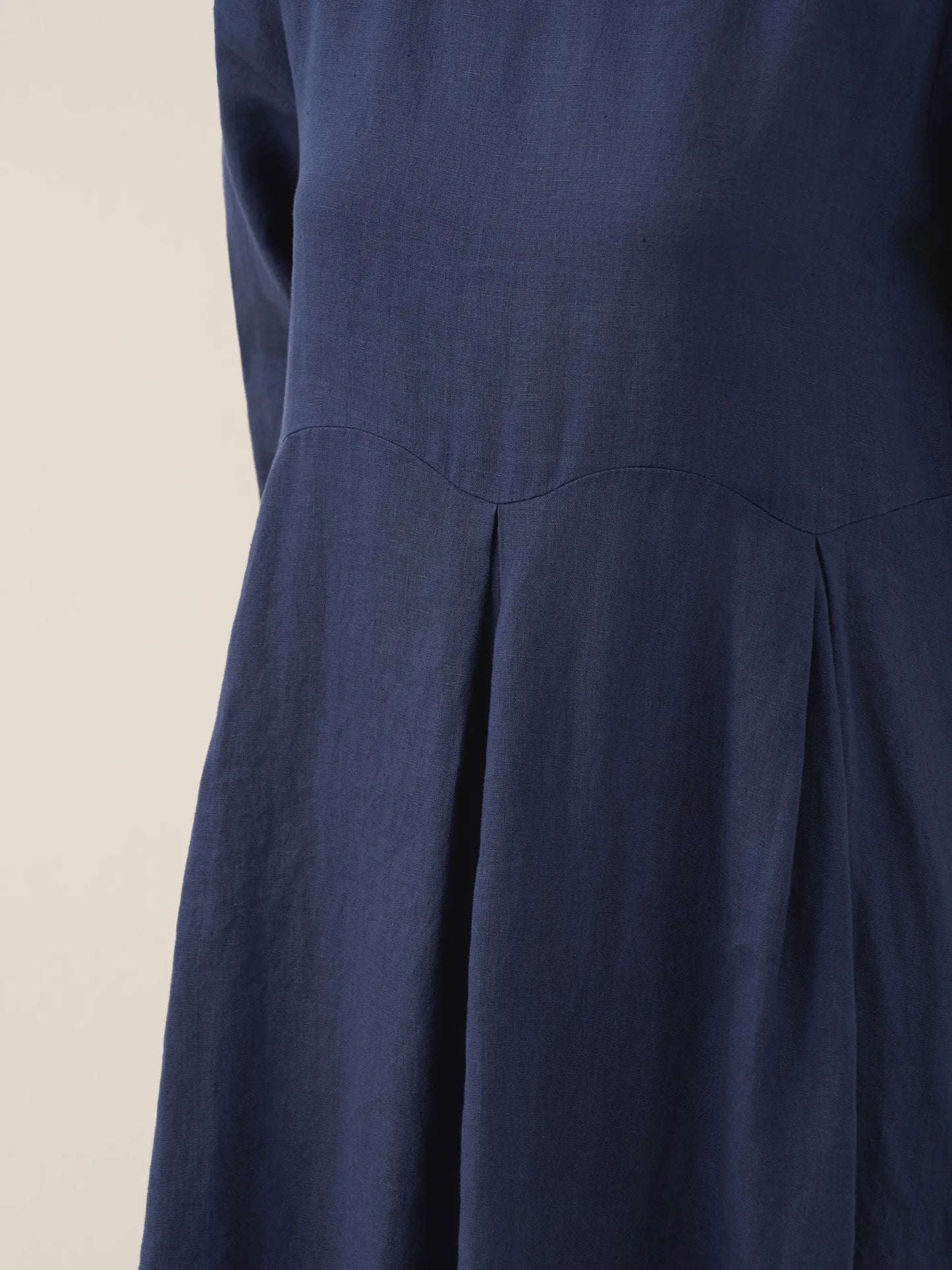 100% Linen Bateau Neck Pleated Midi Dress – Abigail