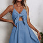 V-neck front bow dress