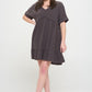 PLUS SIZE SHORT SLV BUTTON DOWN V-NECK SHORT DRESS