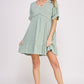 PLUS SIZE SHORT SLV BUTTON DOWN V-NECK SHORT DRESS