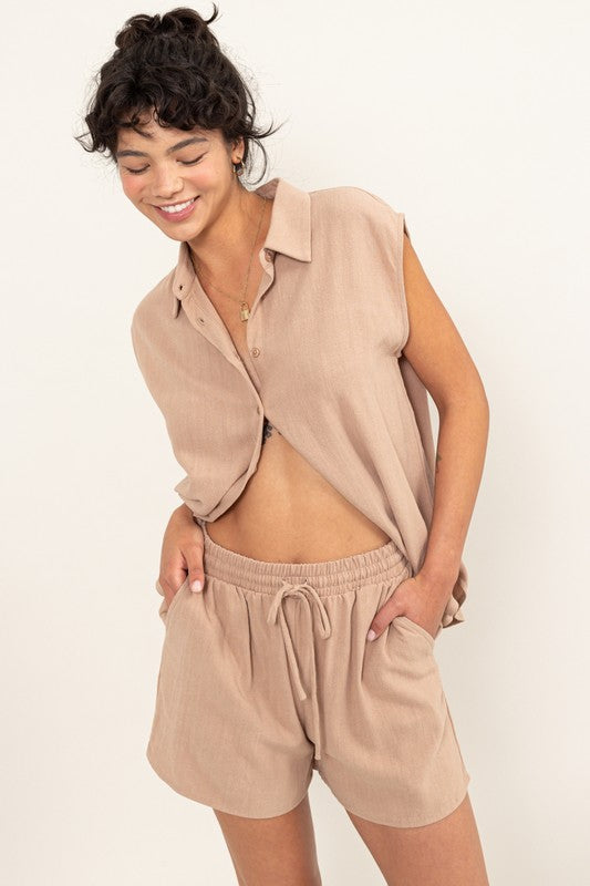 DZ24C374-SET-LINEN SHIRT AND SHORTS SET