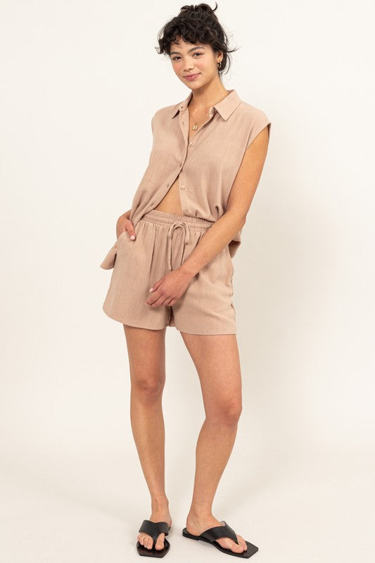 DZ24C374-SET-LINEN SHIRT AND SHORTS SET