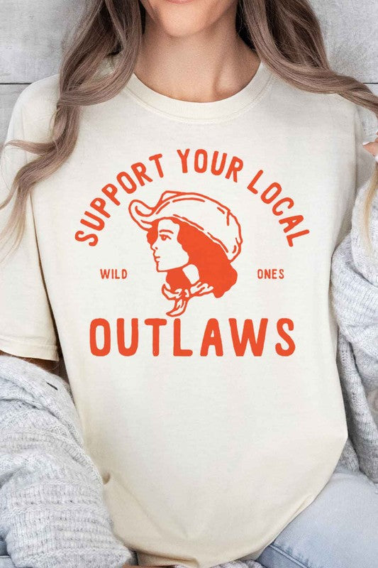 SUPPORT YOUR LOCAL OUTLAWS OVERSIZED GRAPHIC TEE