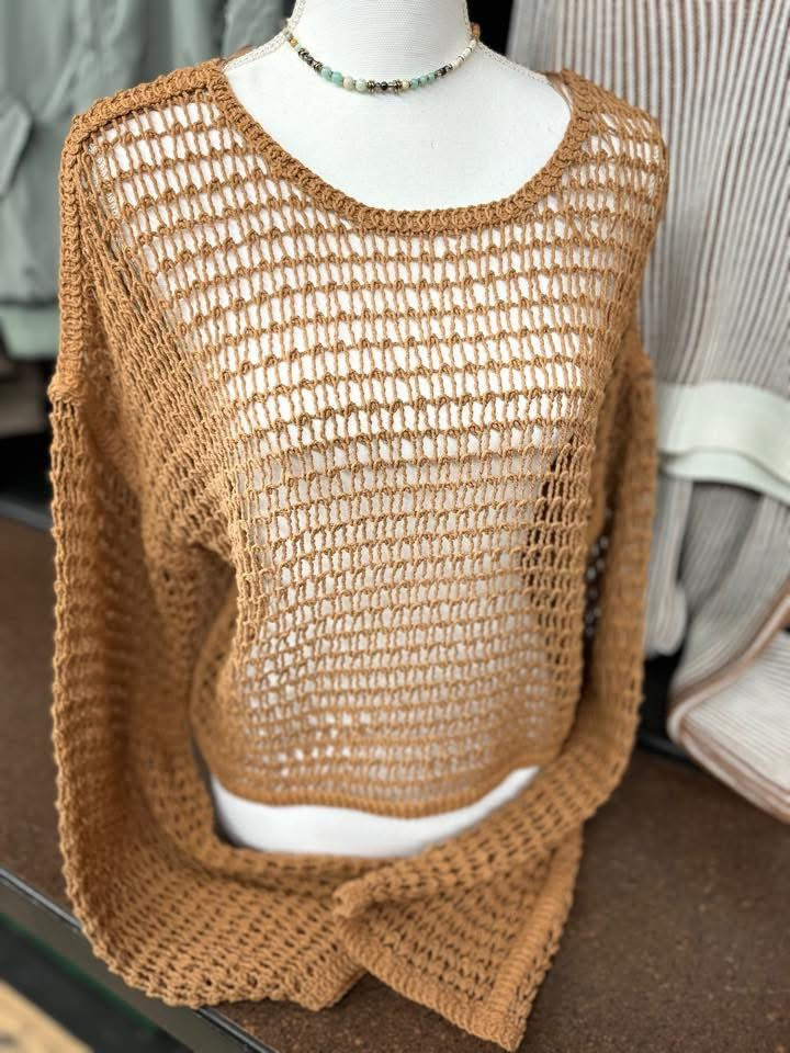 Oversized Crochet Knit Top