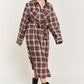 PLAID PRINT COLLAR LONG SHIRT DRESS PLUS