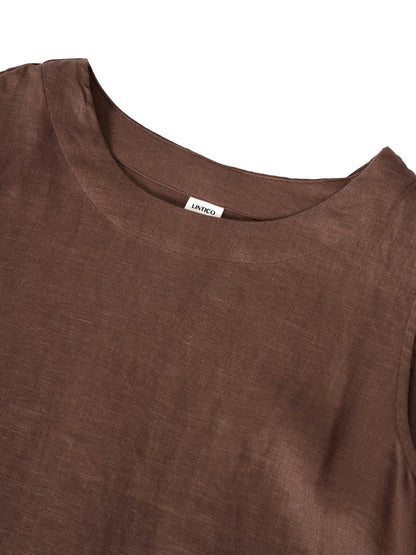 100% Linen Sleeveless Asymmetrical Hem Midi Dress – Sienna