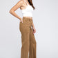 Acid Wash Frayed Cutoff Hem Straight Wide Pants