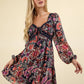 VD33957-Lacetrim Detail Printed Holiday Mini Dress